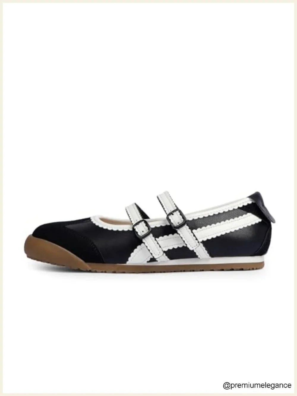 Two Strap Mary Jane Ballet Flats Faux Leather Sneakerina